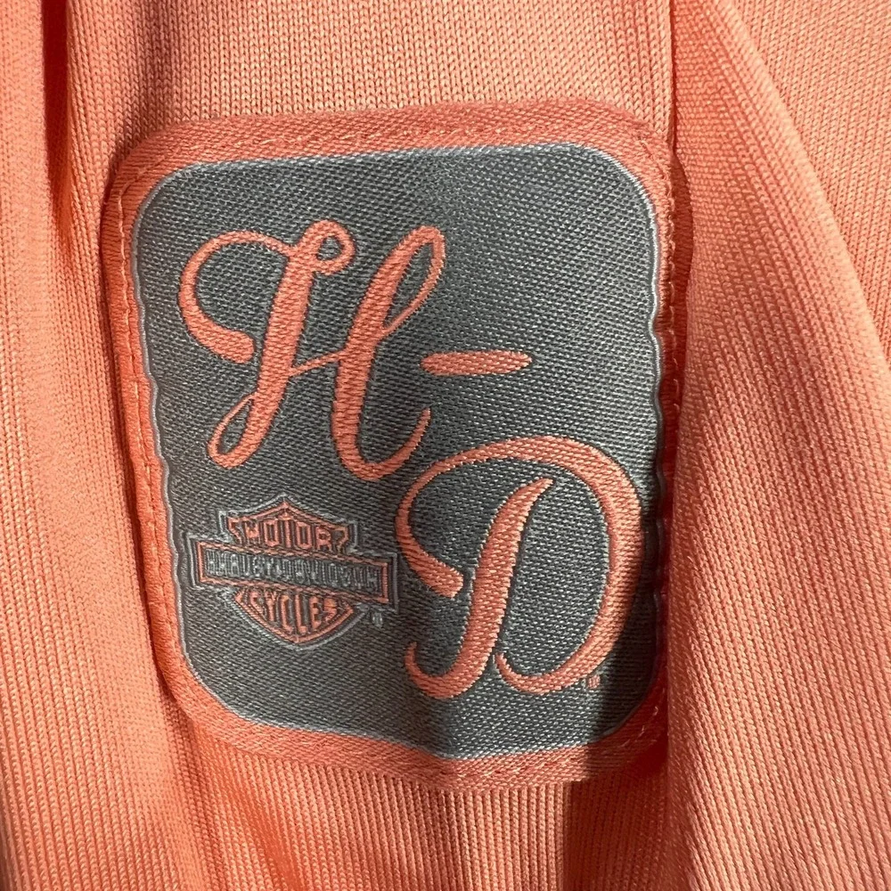 Harley Davidson Daytona Beach Pullover Shirt Womens Small Orange 1/4 Zip Biker